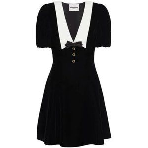 Miu Miu short-sleeved velvet mini dress - Size 36